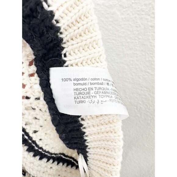 Zara Black White Knit Striped Wide Leg Pants Size Small High Rise Stretch Beach - Picture 6 of 13